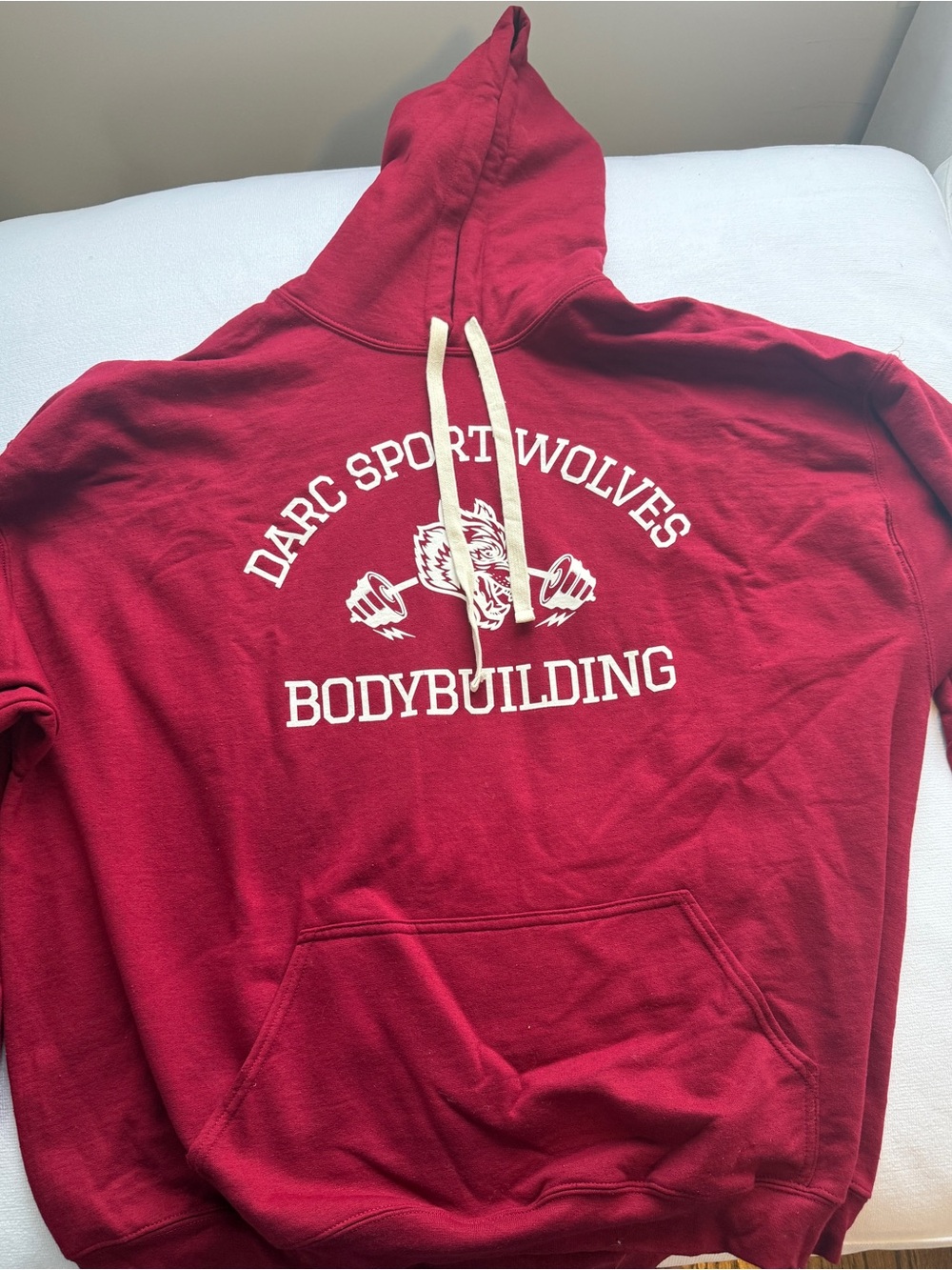 Darc Sport Maroon Crewneck Hoodie with White Graphic